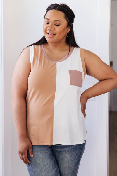 Half & Half Color Block Top In Harvest Gold