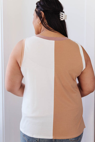 Half & Half Color Block Top In Harvest Gold