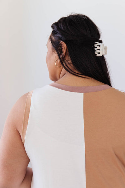 Half & Half Color Block Top In Harvest Gold