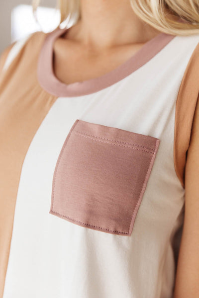 Half & Half Color Block Top In Harvest Gold