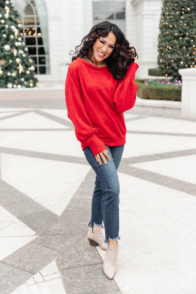 Holiday Cheer Sweater in Shiny Red