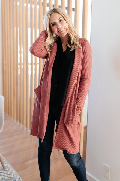 Hooded and Laced Cardigan in Blush