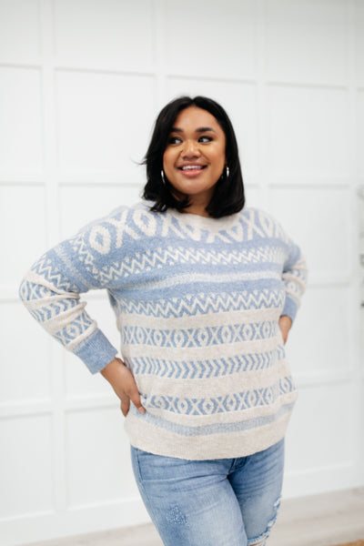 Hugs and Kisses Sweater in Dusty Blue