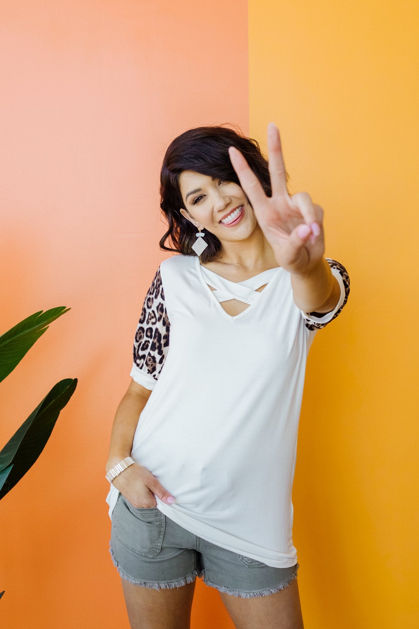 I Love Leopard Top In Ivory