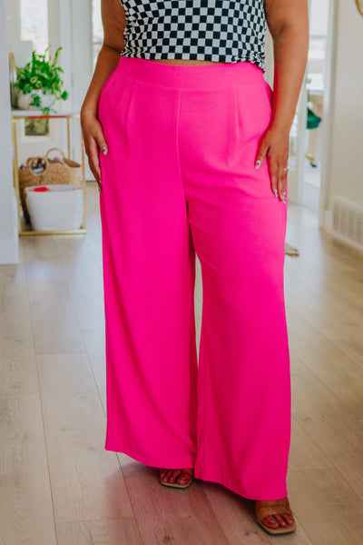 I Love These High Rise Wide Leg Pants in Hot Pink