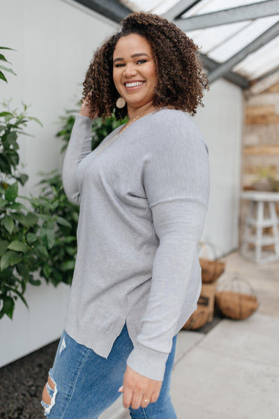 In Line Sweater in Heather Gray