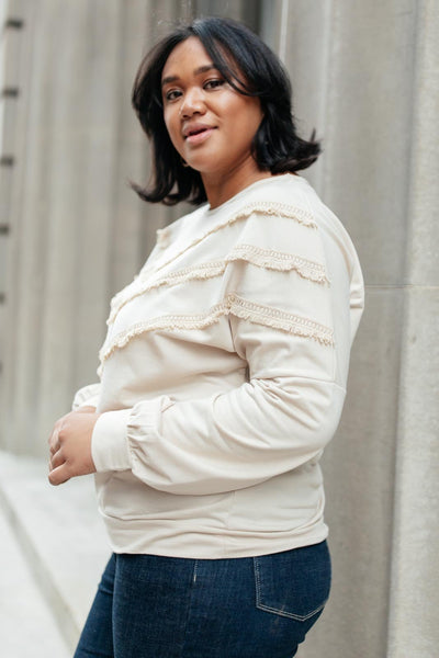 Into The Fringe Top in Beige