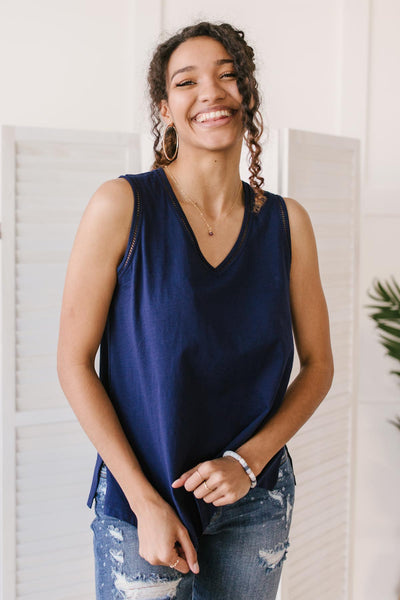 Jenna Basic Tank in Navy