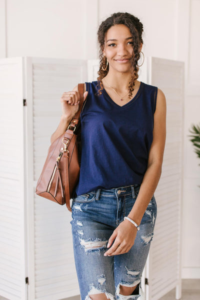 Jenna Basic Tank in Navy