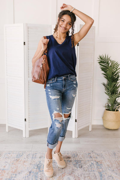 Jenna Basic Tank in Navy