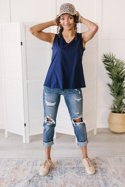 Jenna Basic Tank in Navy