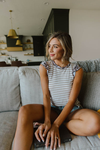 Just A Bit Of Leopard Striped Top