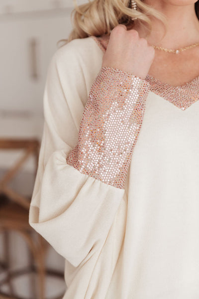 Just Enough Glam Sweater In Ivory