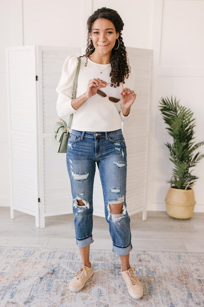 Just My Type Destroyed Boyfriend Jeans