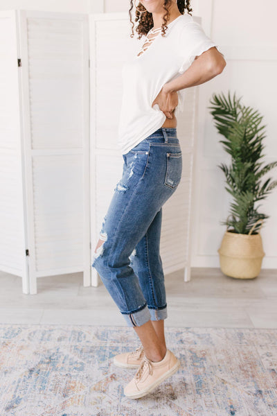 Just My Type Destroyed Boyfriend Jeans