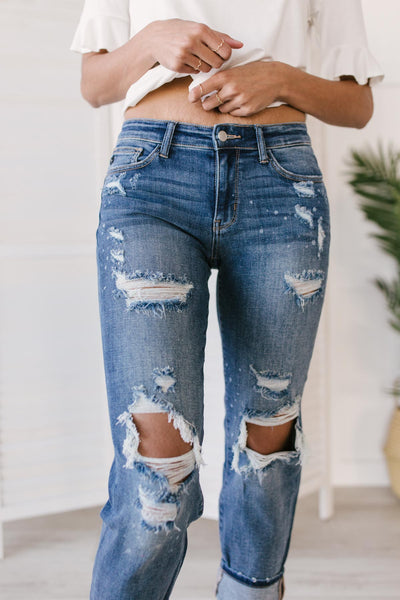 Just My Type Destroyed Boyfriend Jeans