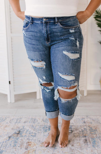 Just My Type Destroyed Boyfriend Jeans