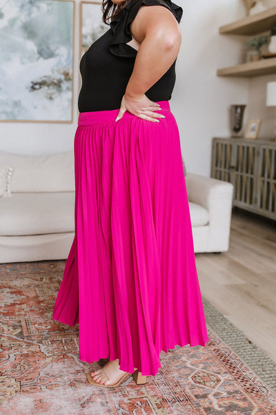 Just Too Hot Midi Skirt in Hot Pink