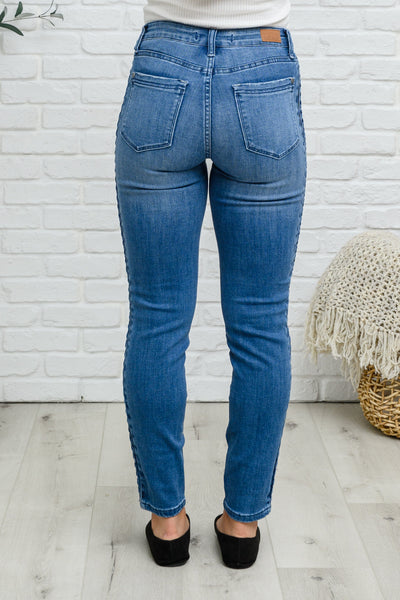 Karina Relaxed Fit Braided Side Seam Detail Jeans