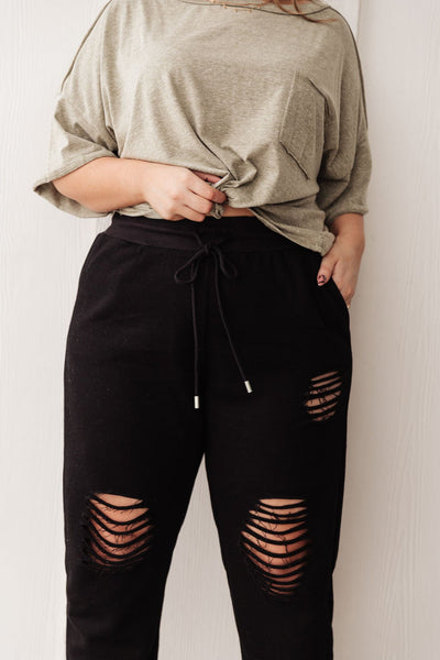 Kick Back Distressed Joggers In Black