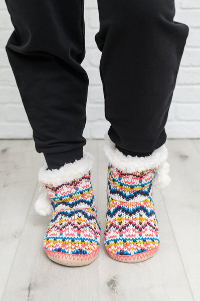 Knitted Multi Color Slipper Boots