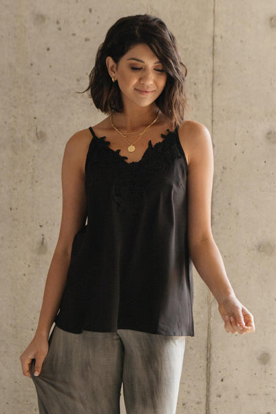 Lace Applique Camisole In Black