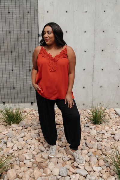 Lace Applique Camisole In Burnt Orange