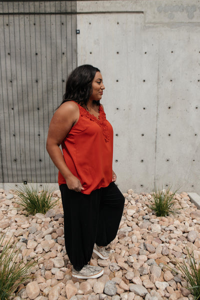 Lace Applique Camisole In Burnt Orange