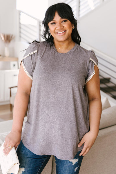 Laced Up & Sophisticated Blouse in Gray