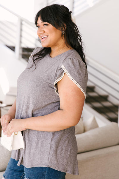 Laced Up & Sophisticated Blouse in Gray