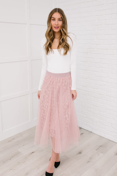 Layered In Lace Skirt In Blush