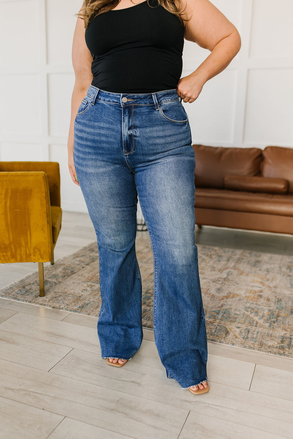 Layla High Rise Raw Hem Flare Jeans