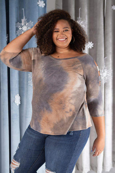 Leslie Ladder Sleeve Top in Mocha