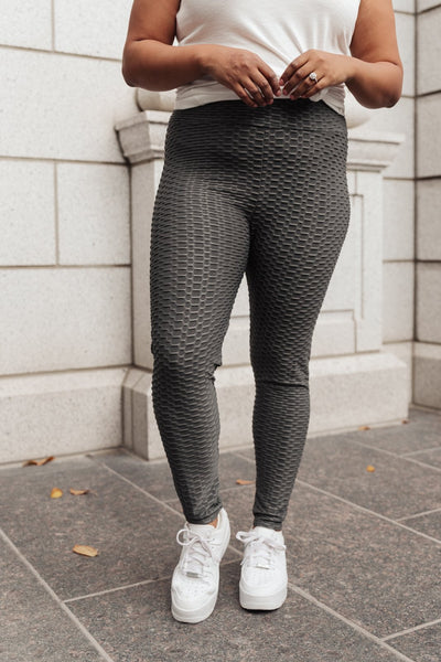 DOORBUSTER Let's Go Textured Leggings in Charcoal