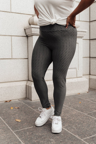 DOORBUSTER Let's Go Textured Leggings in Charcoal