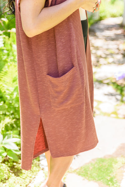 Light Breeze Short Sleeve Cardigan In Dark Mauve