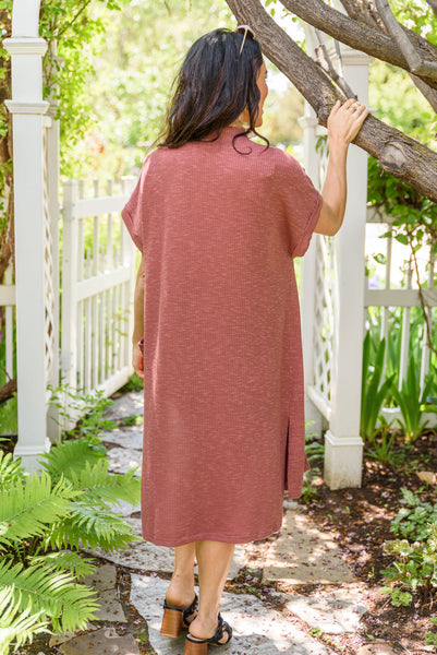 Light Breeze Short Sleeve Cardigan In Dark Mauve