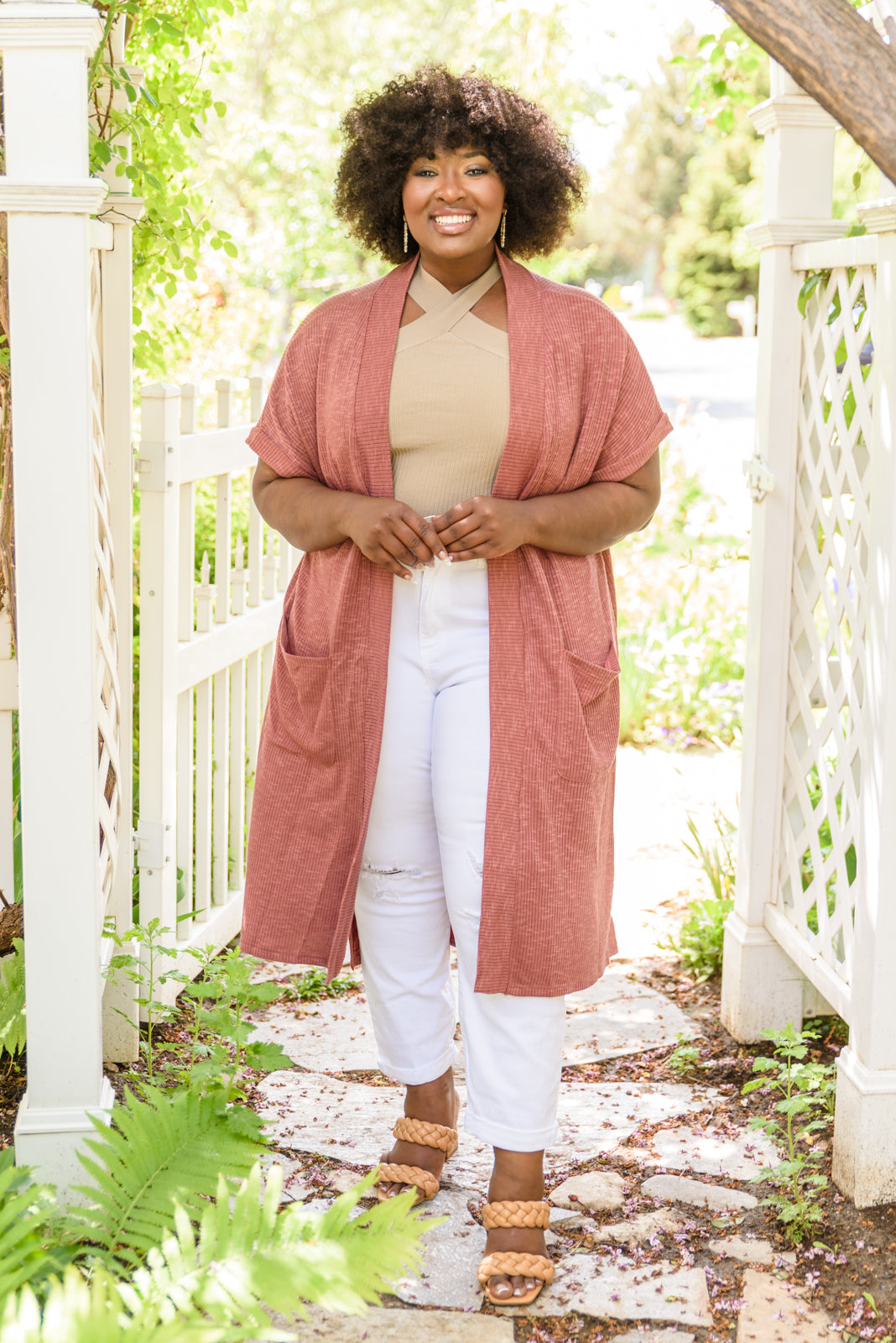 Light Breeze Short Sleeve Cardigan In Dark Mauve