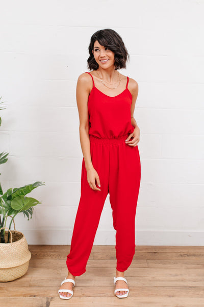 Livin' The Dream Jumpsuit in Red