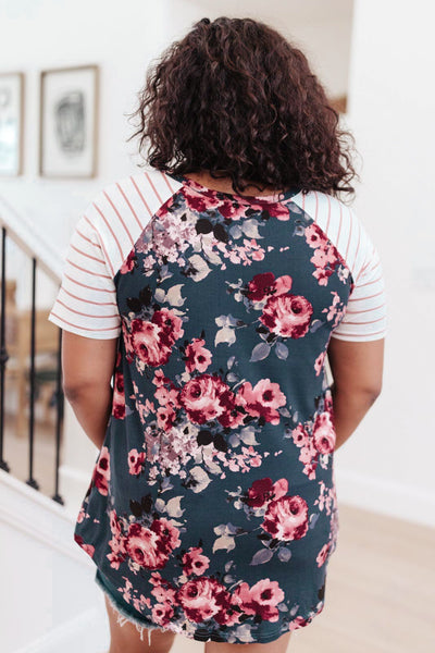 Blooming Raglan Top in Teal