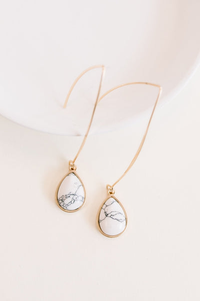 Teardrop Stone Hook Earrings