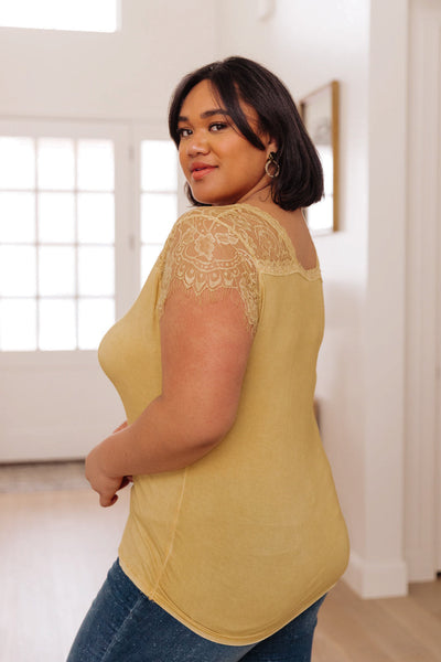 Lovely Lace Tee In Yellow