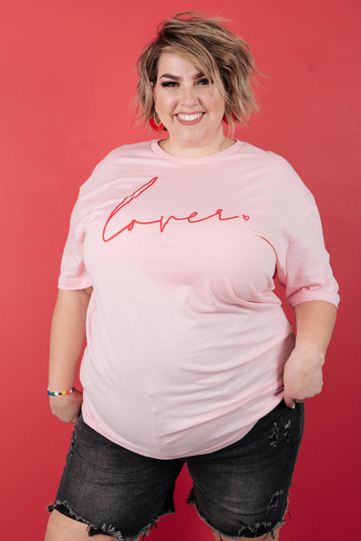 Lover Graphic Tee in Rose