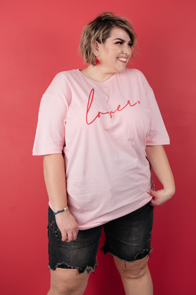 Lover Graphic Tee in Rose