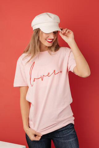 Lover Graphic Tee in Rose