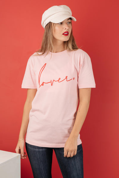 Lover Graphic Tee in Rose