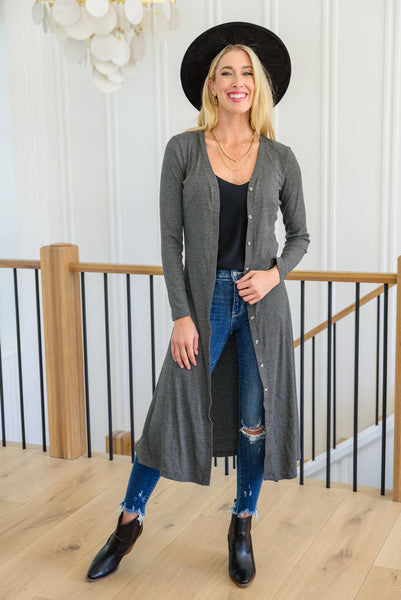 Lucky Break Cardigan in Charcoal