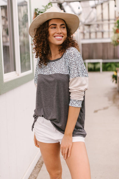 Maggie Raglan Top in Charcoal