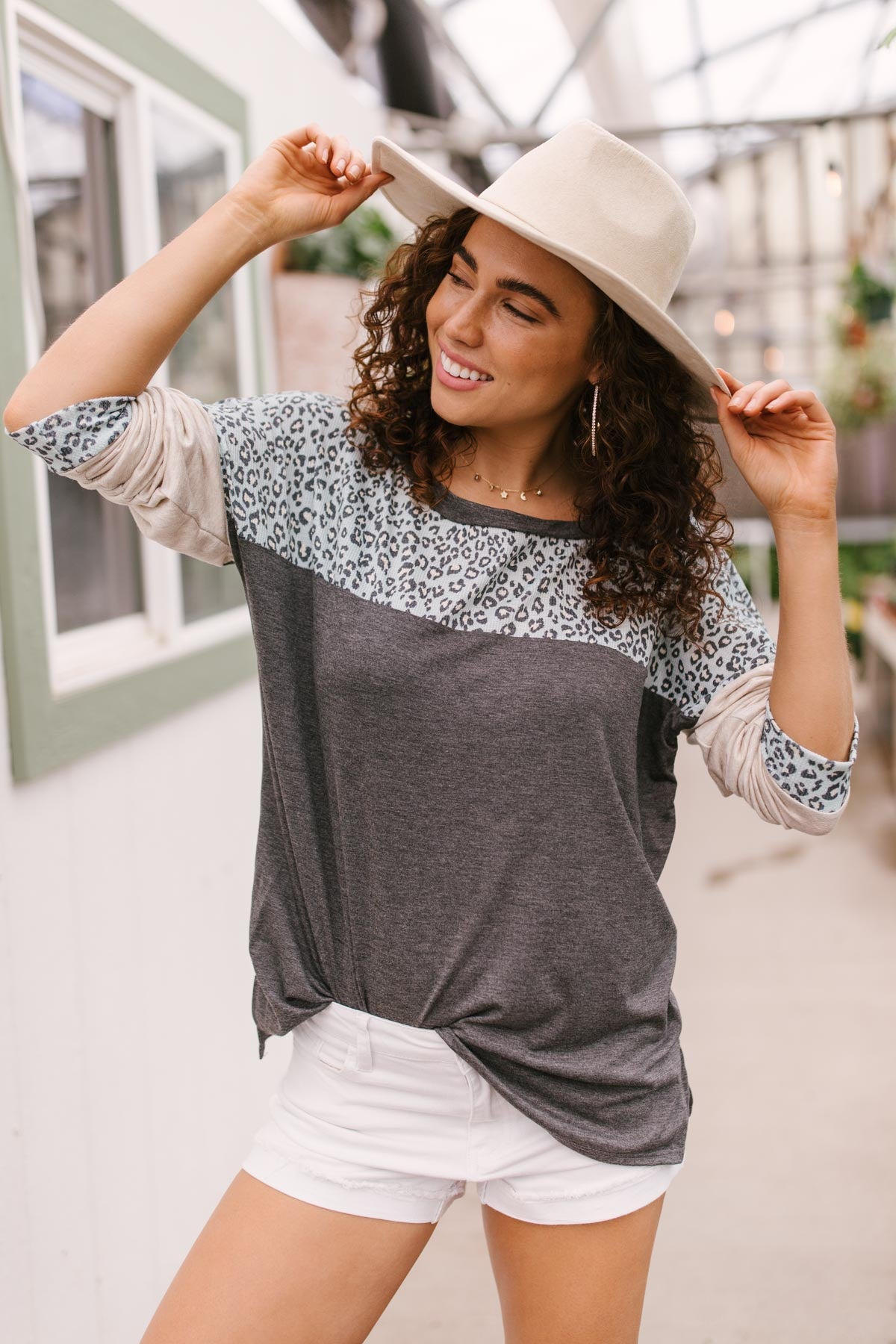 Maggie Raglan Top in Charcoal