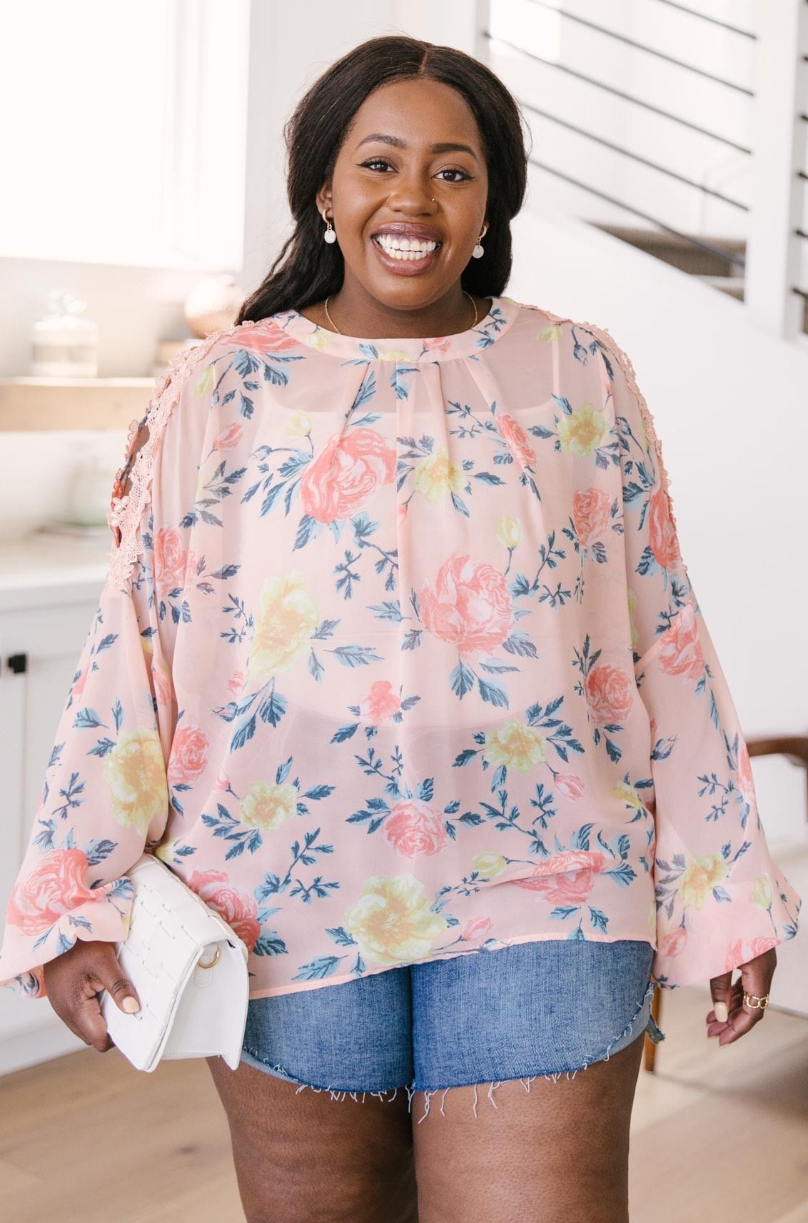 Maisy Floral Blouse in Peach